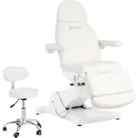 Physa Massageliege Kosmetikliege elektrisch mit Rollhocker 300 W 150 kg Behandlungsliege, Weiß