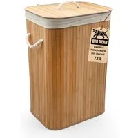 BigDean Wäschebox Bambus 72L Wäschesammler Wäschetruhe Wäschetonne Wäschekorb (1 St., Stück), Ökologisch, Diskret, Robust & Langlebig