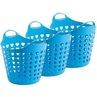 Kreher Wäschekorb Flexi Korb 35 Liter mit Loch (Farbe/Set wählbar) (3 St)