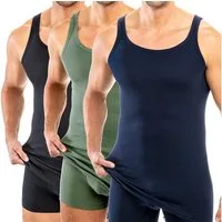 HERMKO Unterhemd 3007 (Pack, 3er) 100 % BIO-Baumwolle extralanges Tank Top (10 cm) hergestellt in EU