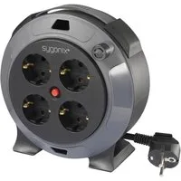 Sygonix 4fach Handkabeltrommel, 5 m SY-5806896 Kabeltrommel, mit Reset-Schalter