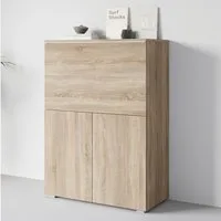 Home affaire PC-Schrank Vera, Sekretär, Home-Office-Schreibtisch mit LED-Beleuchtung (1 St), Multifunktional mit Stauraum, klappbare Tischfläche, LED, B 90 cm