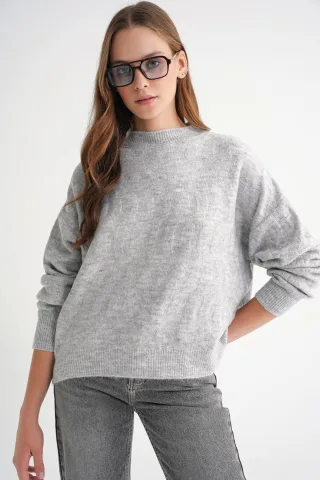 Rippstrickpullover mit Haargflechtmuster