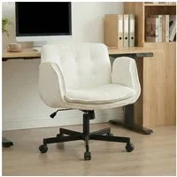 Leawin Drehstuhl Bürostuhl ergonomisch mit breitem Sitz & 5-fach Armlehnen, Schreibtischstuhl mit Chenille-Bezug, Rollen & 150 kg