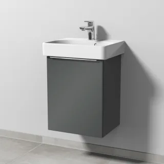 Sanipa 3way Waschtischunterbau zu Geberit Smyle Square Waschtisch mit 1 Tür, Anthrazit-Glanz UF66879