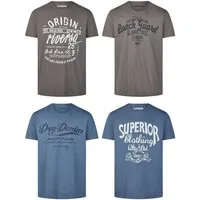 riverso T-Shirt Herren Printshirt RIVLeon Regular Fit (4-tlg) Kurzarm Tee Shirt mit Rundhalsausschnitt aus 100% Baumwolle