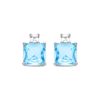 Luxenter 925 Sterling Silber Ohrringe mit rhodinierten Aquamarin-Zirkonia - Bashu