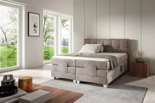 Boxspringbett Elektrisch Bett HENRY 120x200cm in Stoff Fresh Beige
