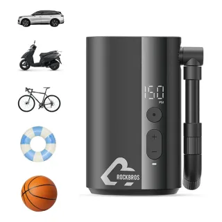 ROCKBROS Mini Electric Bike Air Pump 150PSI 5000mAh Type-C Rechargeable LED Digital Display Portable Lightweight Cycle C