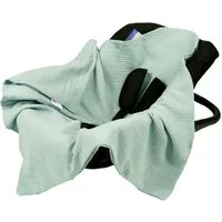 BabyLux Babyschale Einschlagdecke Babyschale Autositz Babydecke 80x80 cm aus Musselin, Grün_Hell_80x80