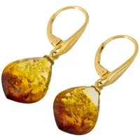 Firetti Paar Ohrhänger Schmuck Geschenk Silber 925 Ohrschmuck Patentbrisur Tropfen Bernstein, mit Bernstein