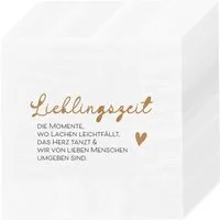 CEPEWA Papierserviette Servietten 'Lieblingszeit' 80er Set 33x33cm 3-lagig weiß schwarz gold