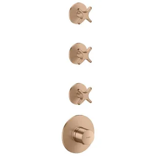 hansgrohe AXOR One Thermostatmodul 48713310 Unterputz, 3 Verbraucher, mit Kreuzgriff, brushed red gold