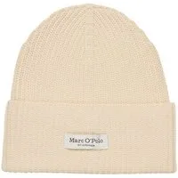 Marc O'Polo Beanie breiter Umschlag, Markenlabel, Rippstrick