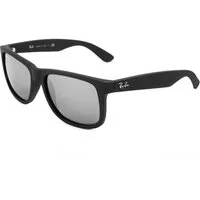 Ray-Ban Sonnenbrille Ray-Ban Justin RB4165 622/6G Rubber Black Grey Mirror Silver