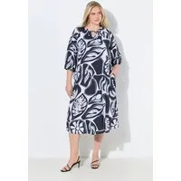 Ulla Popken Midikleid Midikleid grafischer Druck Tunika-Ausschnitt