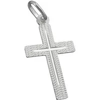 unbespielt Kreuzanhänger Kettenanhänger Silber 925 diamantiert glänzend Kreuz 23 x 13 mm, Silberschmuck für Damen und Herren