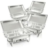 Mahlzeit Speisenwärmer Chafing dish Profi Set "Grenoble", 4x Edelstahl Warmhaltebehälter Esse