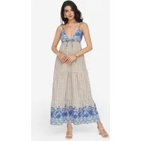 Imily Bela Maxikleid Damen Hochtailliertes Stufen-Sommerkleid (Packung, 1-tlg., 1per-Pack) V-Ausschnitt