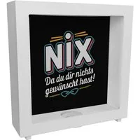speecheese Spardose NIX Rahmen Spardose aus Holz - weil nichts gewünscht