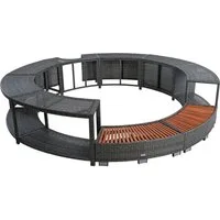 ESTEXO Pooltreppe Whirlpool Umrandung Poolumrandung Poolverkleidung Rattan Rahmen Anth