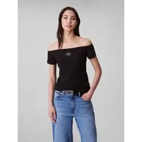 Calvin Klein Jeans Blusentop MNGRM OFF SHLDR STRT Mit tiefem Rundhalsausschnitt