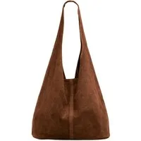 Caspar Schultertasche große Damen Wildleder Tasche Hobo Bag - CLASSIC LINE - Modell No.767, angenehm leicht, ohne Innenfutter, mit Sicherheitsfach, 100% Echtleder