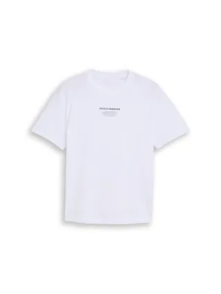 Denim Tom Tailor - Relaxed Fit T-Shirt mit Fotoprint white - Gr. - L