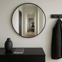 SCENA LIVING Wandspiegel Runder Spiegel NOOR, Metallrahmen, Ø 80 cm, Hochwertiges Spiegelglas mit Splitterschutzfolie (PET)