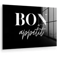 MuchoWow Acrylglasbild Guten Appetit - Zitat - Schwarz - Zitat, Inkl. Aufhängung, Wandbilder auf Glas Küche, Acrylglas Küchenbilder, 30x20 cm