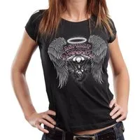 GASOLINE BANDIT® T-Shirt Damen Lady Biker-Shirt: Asphalt Angel
