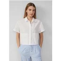 s.Oliver Kurzarmbluse Bluse Verkürzte Hemdbluse im Relaxed Fit mit aufgesetzten Taschen
