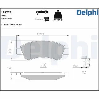 Delphi Bremsbel?ge vorne Citroen DS Opel Peugeot LP1727