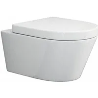 SSWW Tiefspül-WC spülrandlose Toilette mit WC-Sitz weiß Hänge-WC Tiefspüler, wandhängend, Abgang waagerecht, Sanitärkeramik