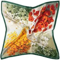 MayTree Seidentuch vier Jahreszeiten 53x53cm grün orange rot, Nickituch, Bandana-Schal, (Stück), 100% Seide