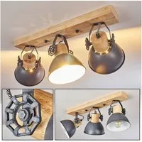 hofstein Deckenleuchte »Cotes« Deckenlampe aus Metall/Holz in Grau/Weiß/Braun, ohne Leuchtmittel, mit verstellbaren Strahlern, 3xE27, Spot im Retro/Vintage Design