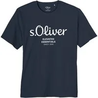 s.Oliver Rundhalsshirt s.Oliver Übergrößen T-Shirt navy Logo-Frontprint
