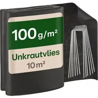 Praknu Gartenvlies Unkrautvlies 100g/m² 10m² (2x5m) - 8 Erdanker UV-Stabil & Reißfest, (10m² Set, 1-St., 100g/m² Unkrautvlies 10m² mit 8 Erdankern wasserdurchlässig), Wasserdurchlässig, UV-Stabil, Reißfest, Chemiefrei, Nachhaltig