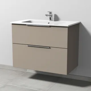 Sanipa 3way Waschtischunterbau zu Duravit ME by Starck Waschtisch mit 2 Auszügen, Sandgrau-Matt UF72567