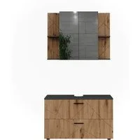 Vicco Badmöbel-Set Irma, Anthrazit/Goldkraft Eiche, 2 Teile, (2-St., 2er Set)