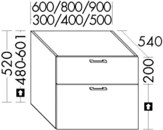 Burgbad Unterschrank System 30 Preisgruppe 4 Sana 520x800x540 Trend- oder RAL-Farbe Hochglanz WVIS080F5348