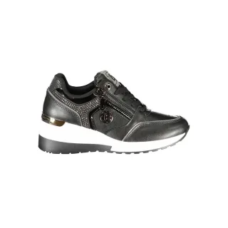 Laura Biagiotti Schwarze Polyurethan Damensneaker