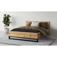 Home affaire Bettgestell Bronne, Topeseller, Industrial Design (In den Breiten 140cm, 160cm und 180cm), Stauraumbett in drei Breiten, stabil mit Kufen in Metalloptik