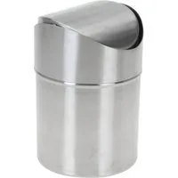 HAC24 Kosmetikeimer Tischmülleimer Tischabfalleimer Tisch Abfallbehälter Abfalleimer, Edelstahl 12 x 16 cm mit Schwingdeckel 1,2L