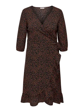 ONLY CARMAKOMA - CARLUXLEA 3/4 WRAP CALF DRESS AOP black - Gr. - 54