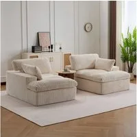 Vankel Loungesofa Schlafsofa 2-Sitzer Couch mit Bettfunktion und weichem Cordstoff, Bequemes Sofa für kleine Räume mit weichem Cord und Gästefunktion