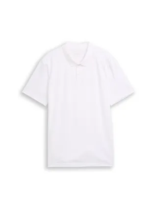 Denim Tom Tailor - Jersey Poloshirt aus Baumwolle white - Gr. - M