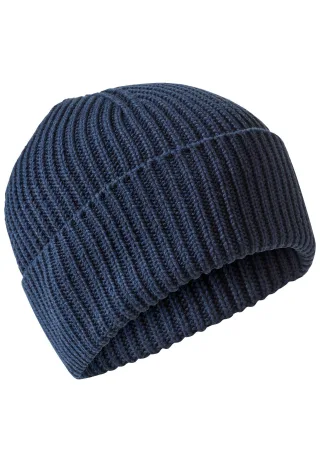 camel active - Strick-Beanie aus reiner Baumwolle night blue - Gr. - OS