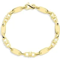 Tony Fein Armband Plattenarmband 585er Vergoldet Karabiner, Made in Italy für Damen und Herren