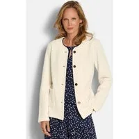 GOLDNER Jerseyblazer Baumwollblazer mit Glanzdetails Businessjacke mit Rundhals, Knopfleiste, Taschen und Langarm